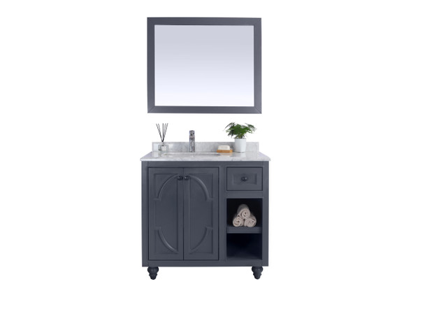 Odyssey - 36 - Maple Grey Cabinet + White Carrara Marble Countertop