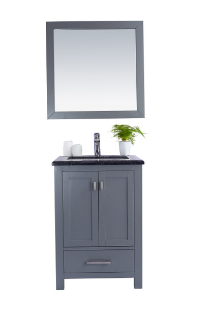 Wilson 24 - Grey Cabinet + Black Wood Marble Countertop