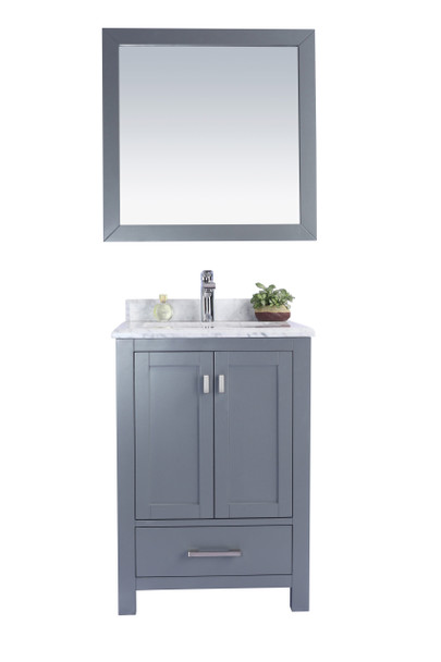 Wilson 24 - Grey Cabinet + White Carrara Marble Countertop