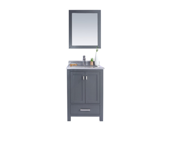 Wilson 24 - Grey Cabinet + White Stripes Marble Countertop