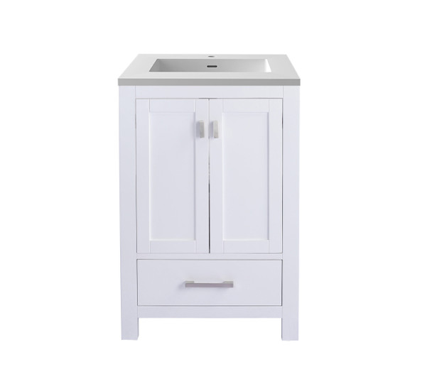 Wilson 24 - White Cabinet + Matte White Viva Stone Solid Surface Countertop