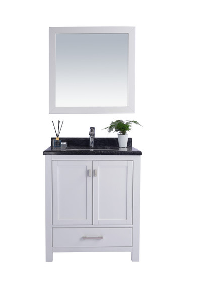 Wilson 30 - White Cabinet + Black Wood Marble Countertop