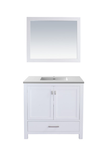 Wilson 36 - White Cabinet + Matte White Viva Stone Solid Surface Countertop