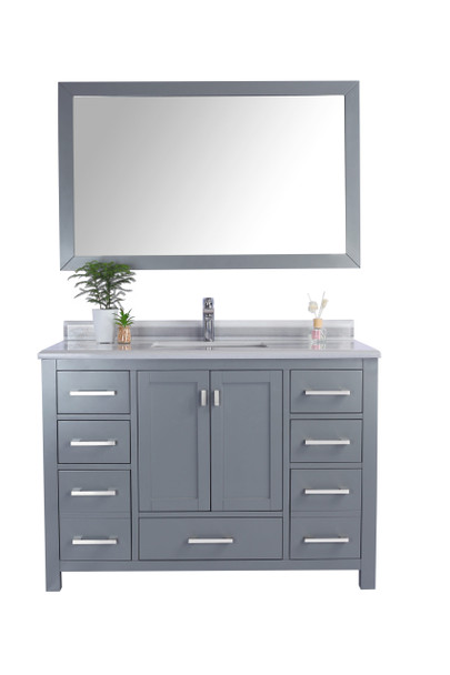 Wilson 48 - Grey Cabinet + White Stripes Marble Countertop