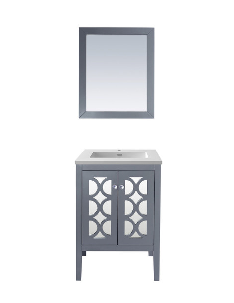 Mediterraneo - 24 - Grey Cabinet + Matte White Viva Stone Solid Surface Countertop