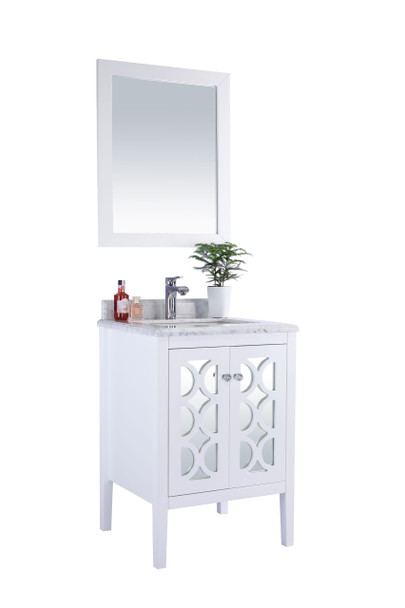 Mediterraneo - 24 - White Cabinet + White Carrara Marble Countertop