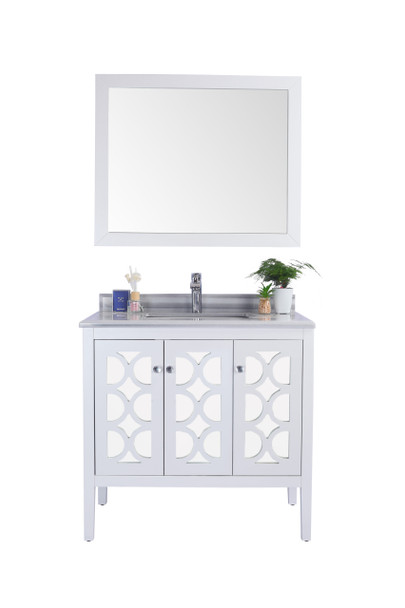 Mediterraneo - 36 - White Cabinet + White Stripes Marble Countertop