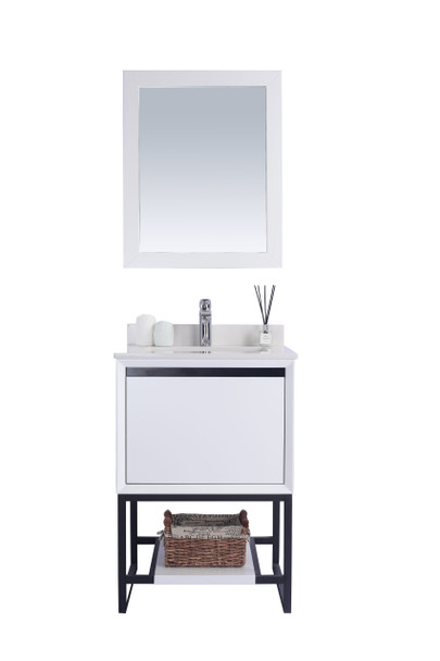 Alto 24 - White Cabinet + White Quartz Countertop