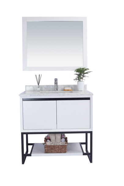 Alto 36 - White Cabinet + White Carrara Marble Countertop