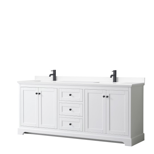 Wyndham Avery 80 Inch Double Bathroom Vanity In White, White Cultured ...