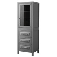 Daria Linen Tower In Dark Gray With Shelved Cabinet Storage And 3 Drawers