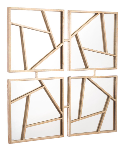 Zuo Modern Four Faces Mirror Gold in Square Mirrors at StudioLX