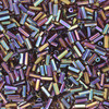Czech Bugle Beads Size 2 Transparent Rainbow Brown