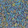 Czech Bugle Beads Size 2 Matte Rainbow Dark Green