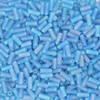 Czech Bugle Beads Size 2 Matte Rainbow Aqua Blue