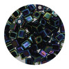 4mm Japanese Glass Cube Beads Black Opaque Rainbow
