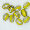 Glass Oval Beads Yellow Silver Jewel Whisper 15x10mm pk/10