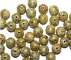Green Luster Picasso Round Czech Pressed Glass Beads 7mm pk/40