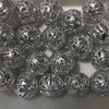 14mm Filigree Round Silver Aluminum Beads Pk/20