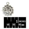 25mm Sun Pendant Charm Silver Metalized Plastic Pk/6
