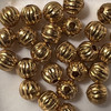8mm Corrugated Round Gold Plated Metal Beads Pk/25