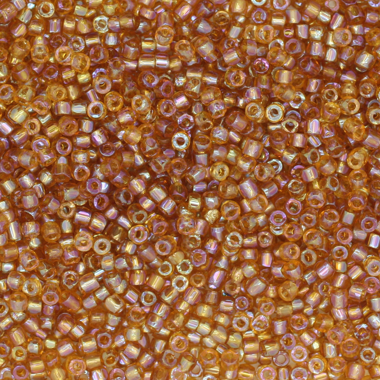 9/0 3-Cut Czech Glass Seed Beads Transparent Rainbow Beige
