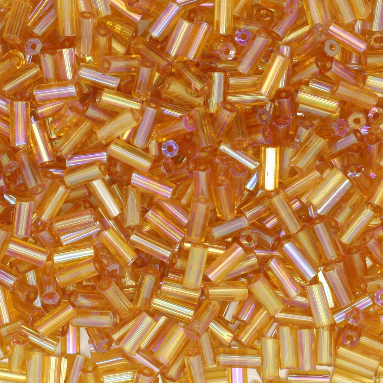 Czech Bugle Beads Size 2 Transparent Rainbow Beige Czech Bugle Beads Size 2 Transparent Rainbow Beige