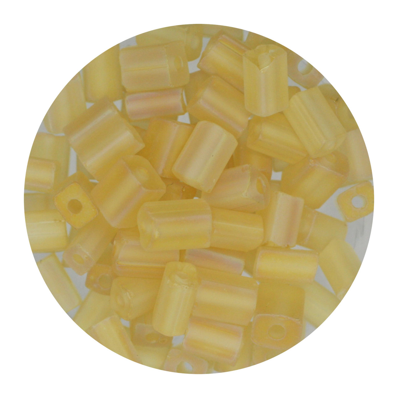 Rectangle Beads 5mm x 3mm Czech Glass Champagne Matte Rainbow