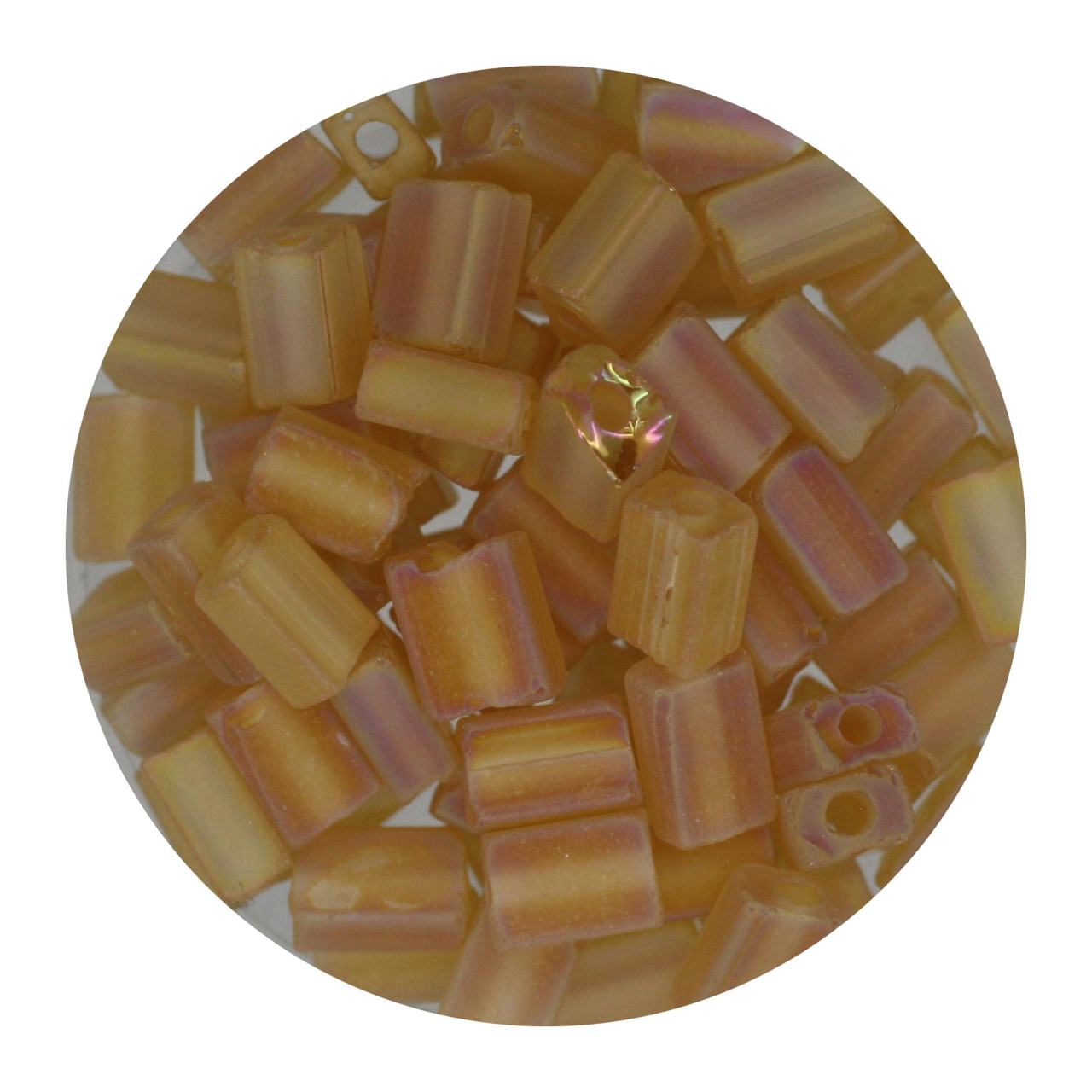 Rectangle Beads 5mm x 3mm Czech Glass Light Topaz Matte Rainbow
