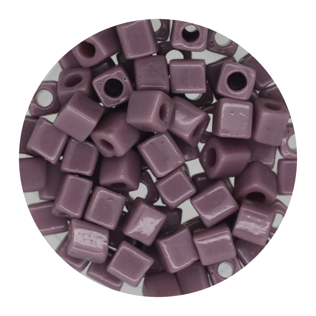 4mm Japanese Glass Cube Beads Lavender Opaque