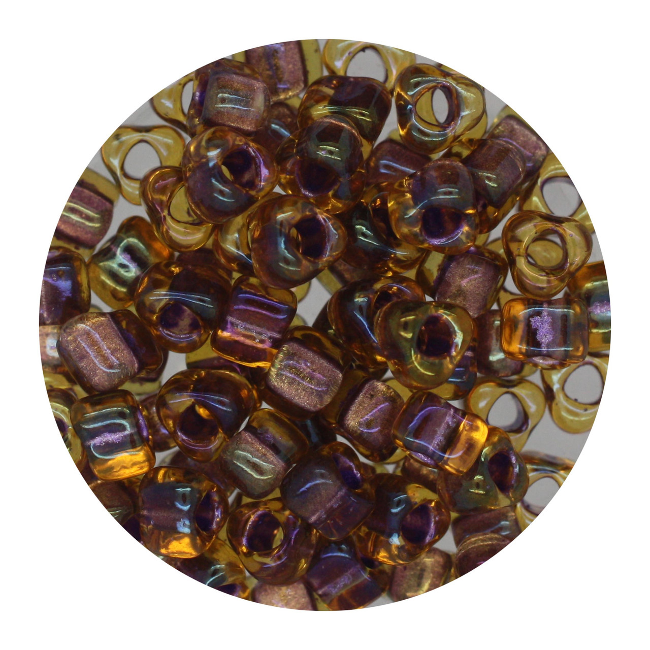 5/0 Japanese Glass Triangle Beads Lined Amber/Lavender