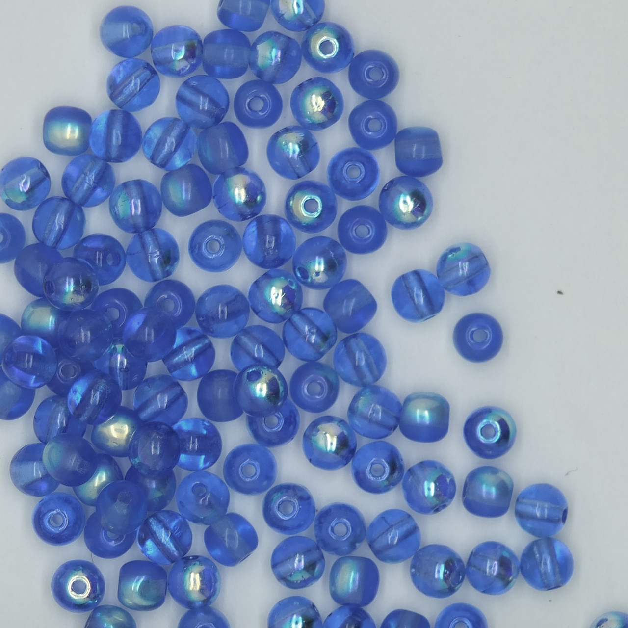 4mm Rainbow Glass Czech Beads Sapphire