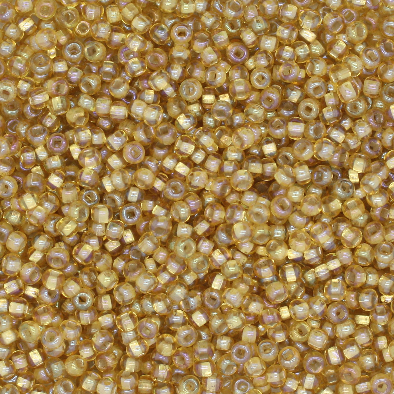 10/0 Czech Glass Seed Beads Silver Lined Rainbow Amber