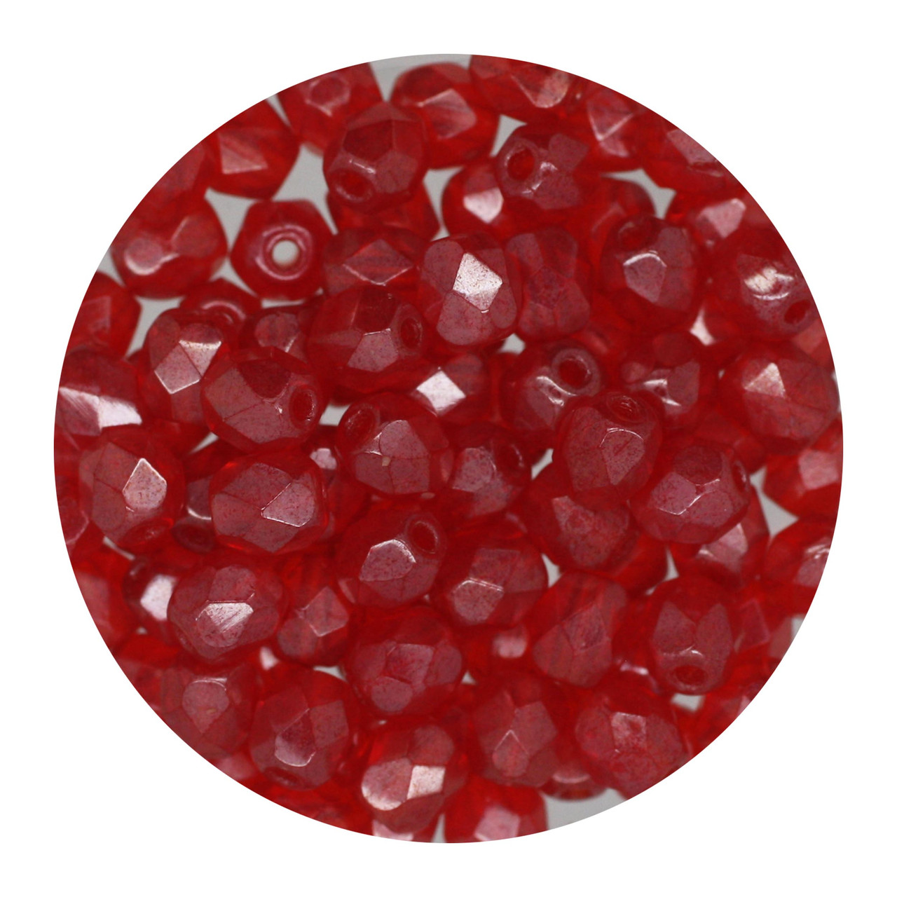 4mm Czech Fire Polished Beads Red Luster
