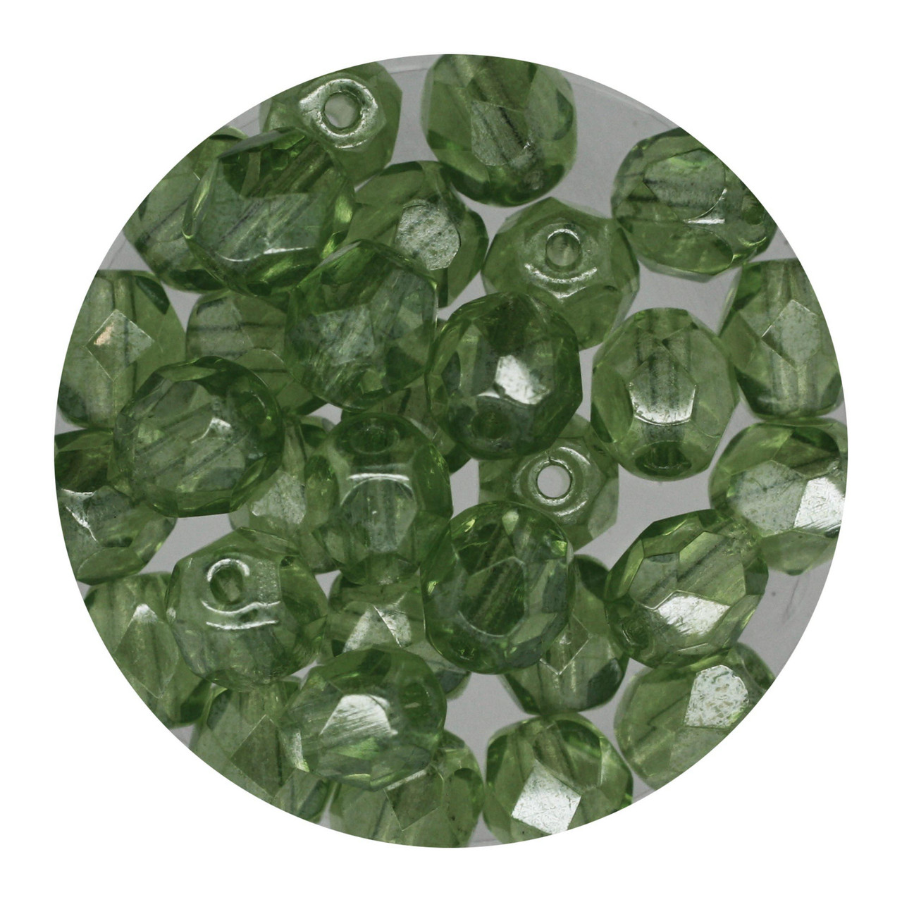 Olive Green Luster 6mm Czech Fire Polished Beads