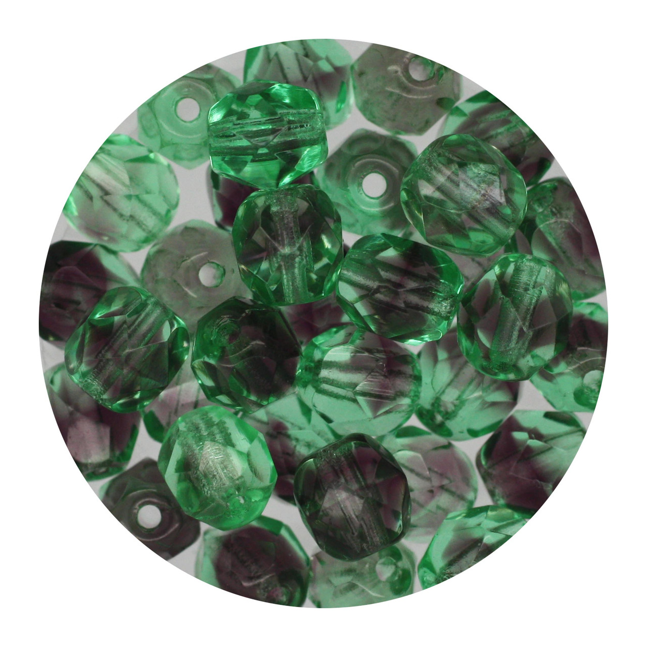6mm Czech Fire Polished Beads Brown/Green Two-Tone