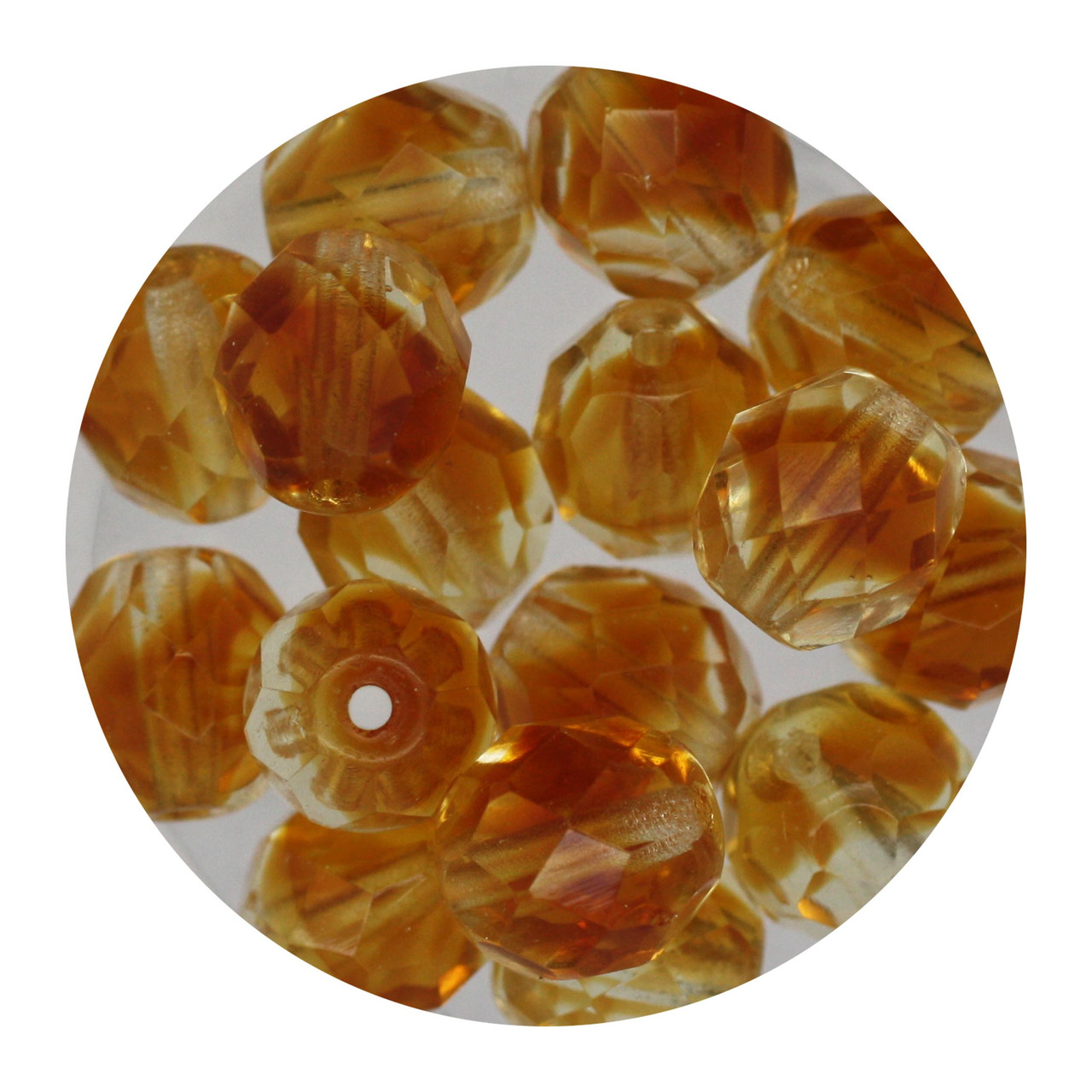 8mm Czech Fire Polished Beads Crystal/Topaz Two-Tone
