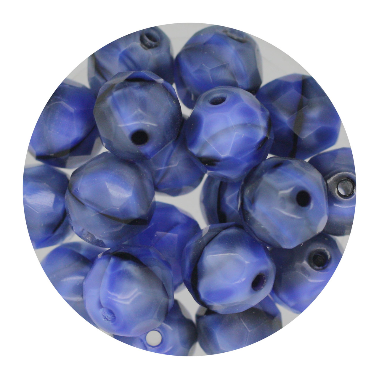 8mm Czech Fire Polished Beads Gray/Blue Two-Tone