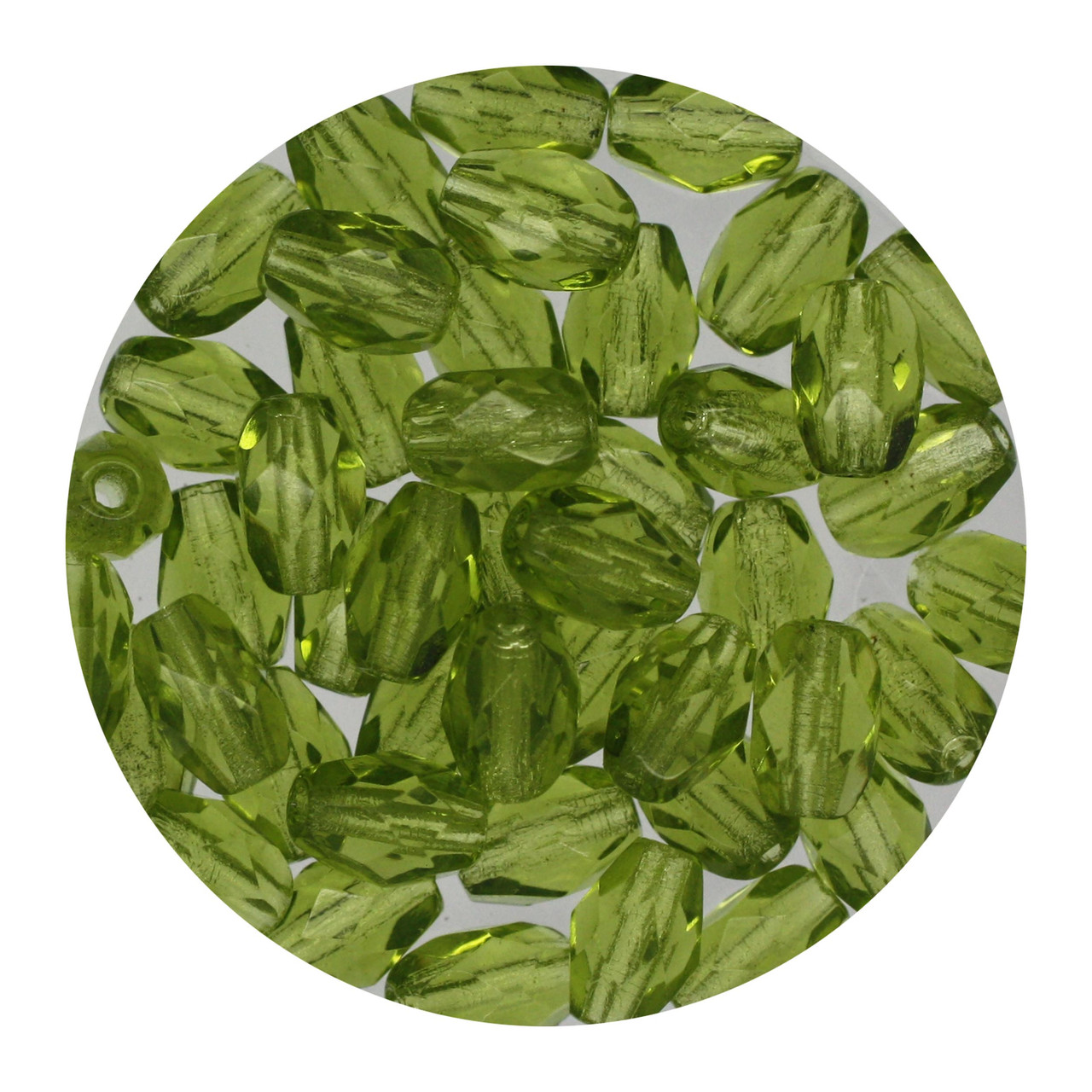 6x4mm Czech Fire Polished Beads Olive Green Transparent