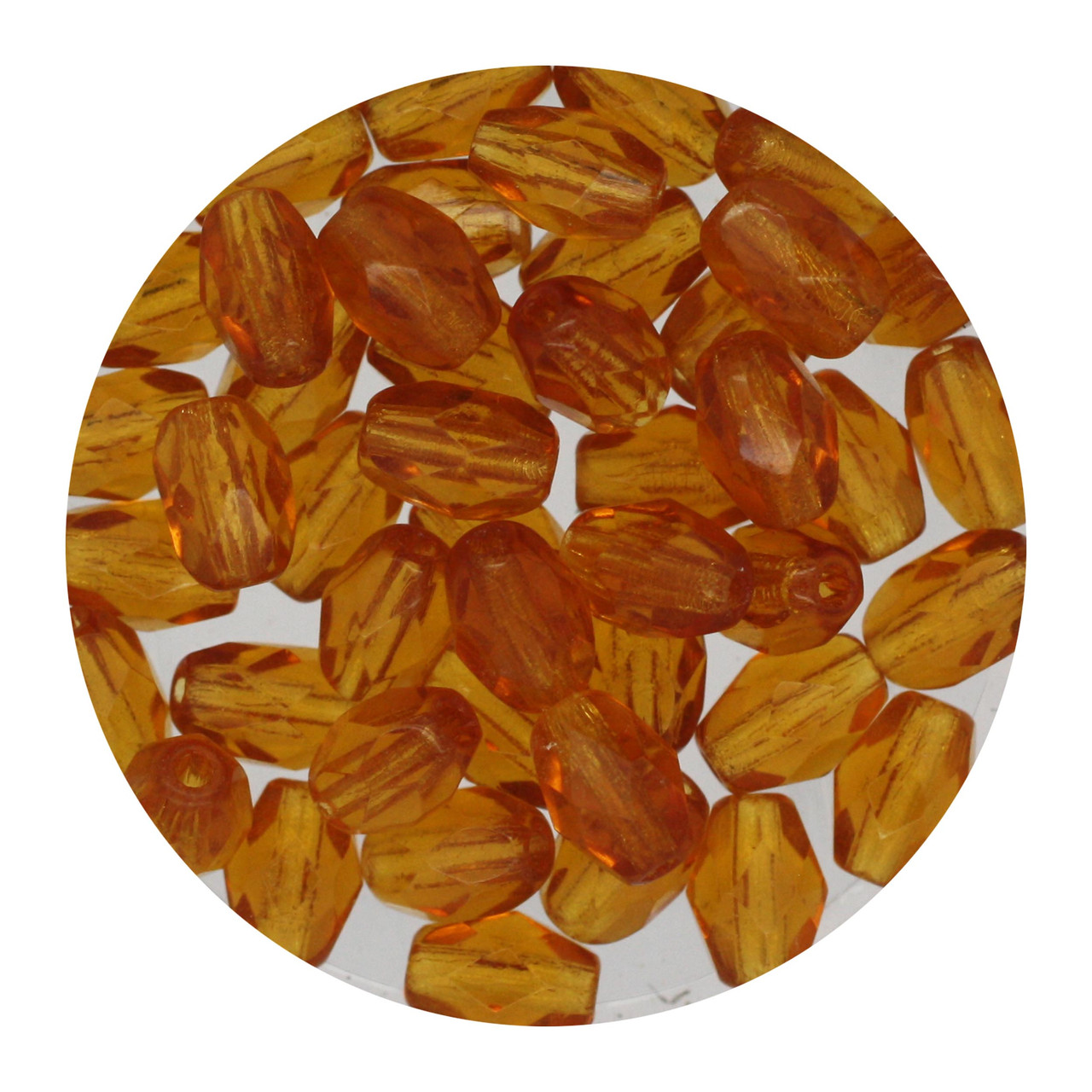 6x4mm Czech Fire Polished Beads Dark Topaz Transparent