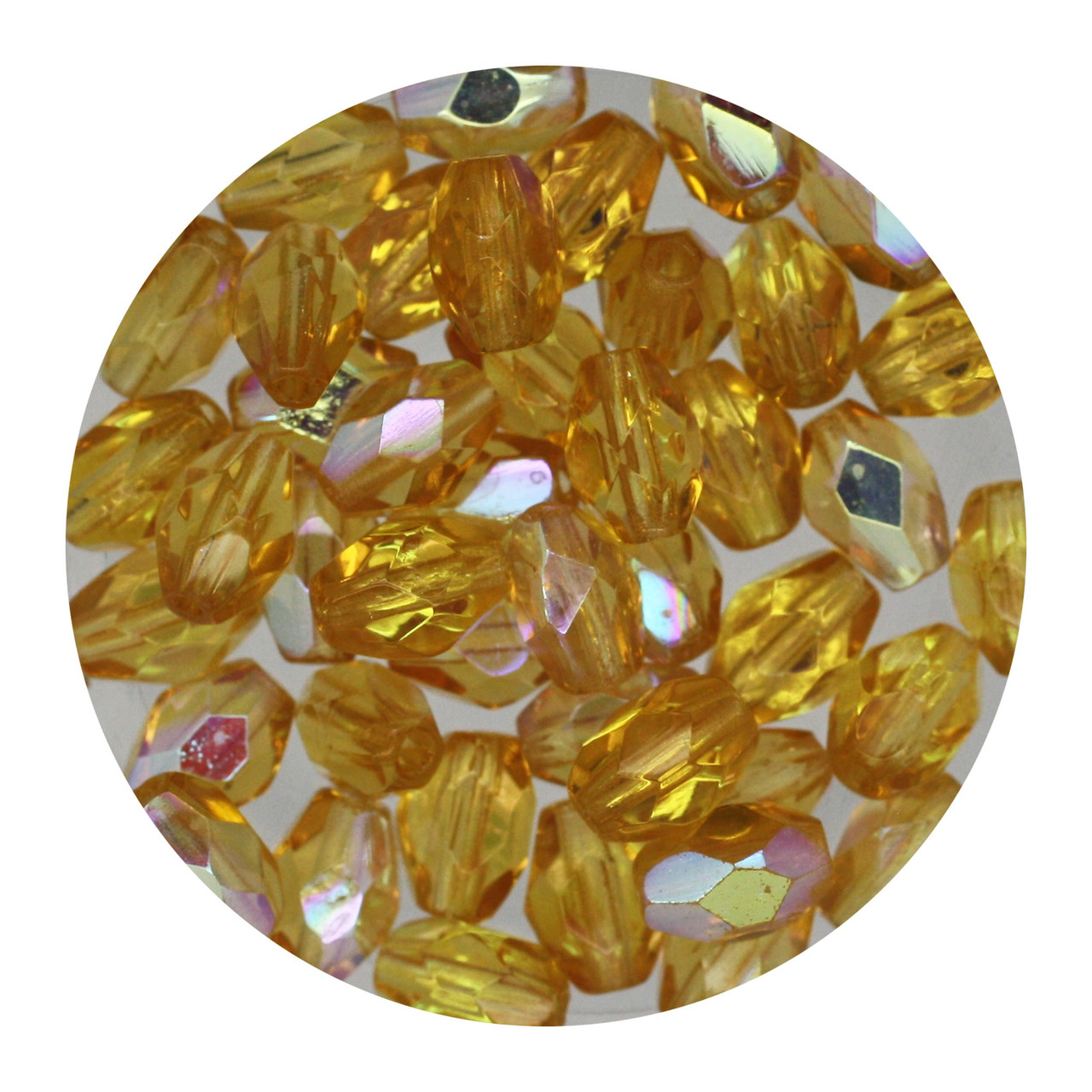 6x4mm Czech Fire Polished Beads Topaz Transparent Iris