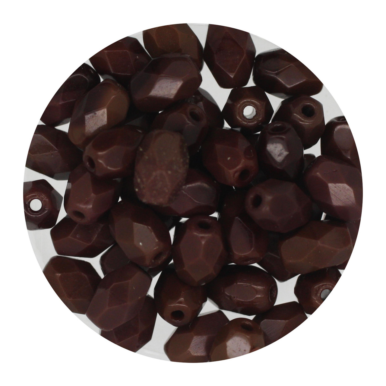 6x4mm Czech Fire Polished Beads Brown Opaque