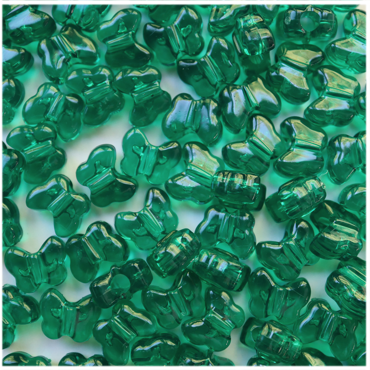 Butterfly Pony Bead Emerald Green Transparent