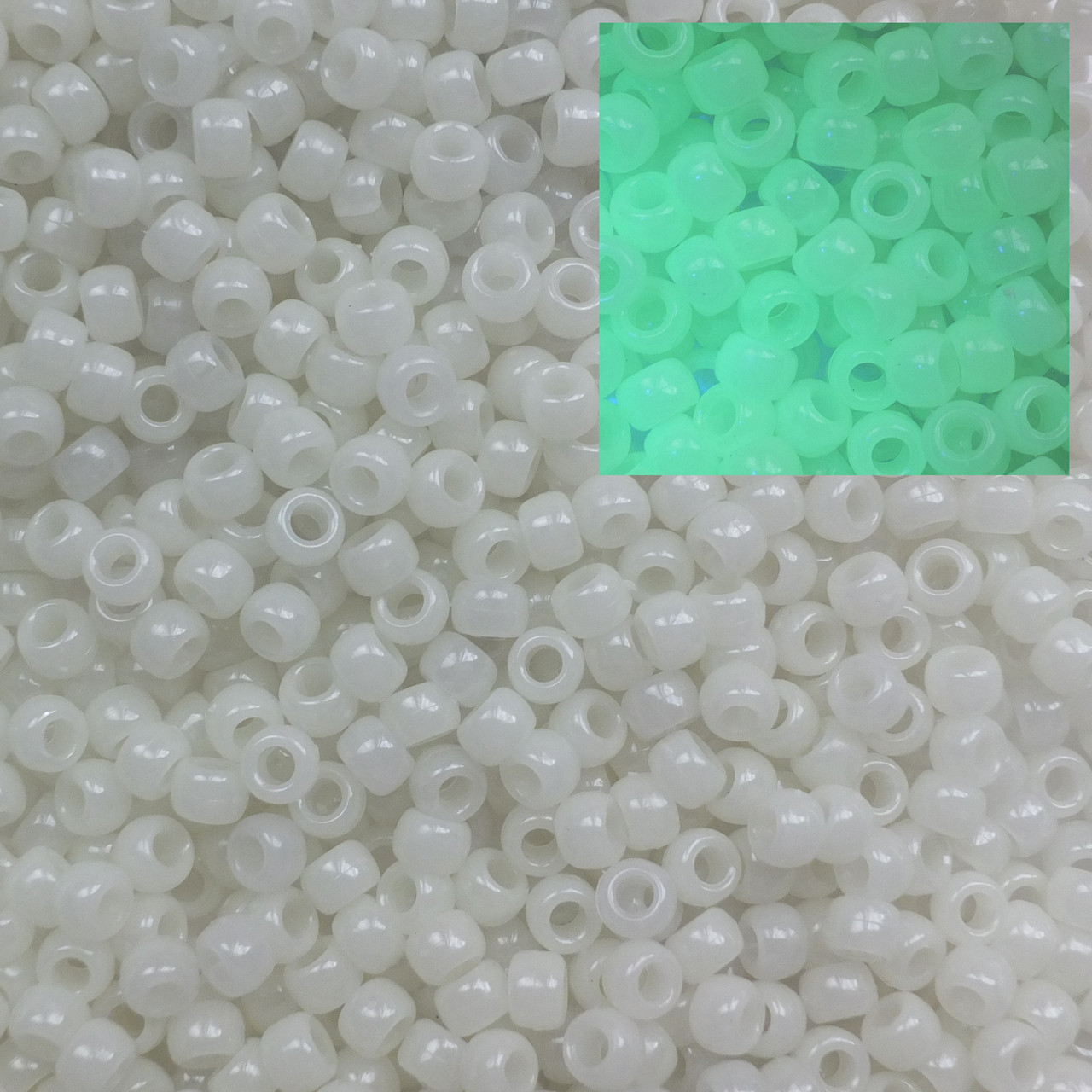 Crow Pony Bead White Ultra Nightglow