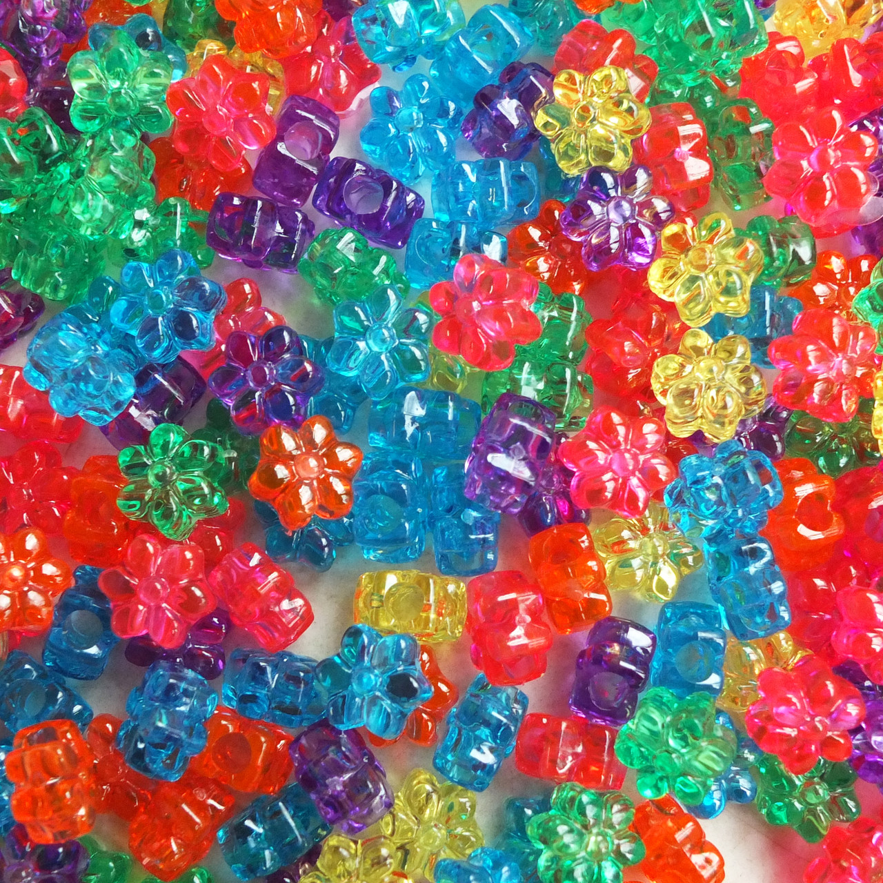 Flower Beads Jewel Mix Transparent 13mm Pack/50