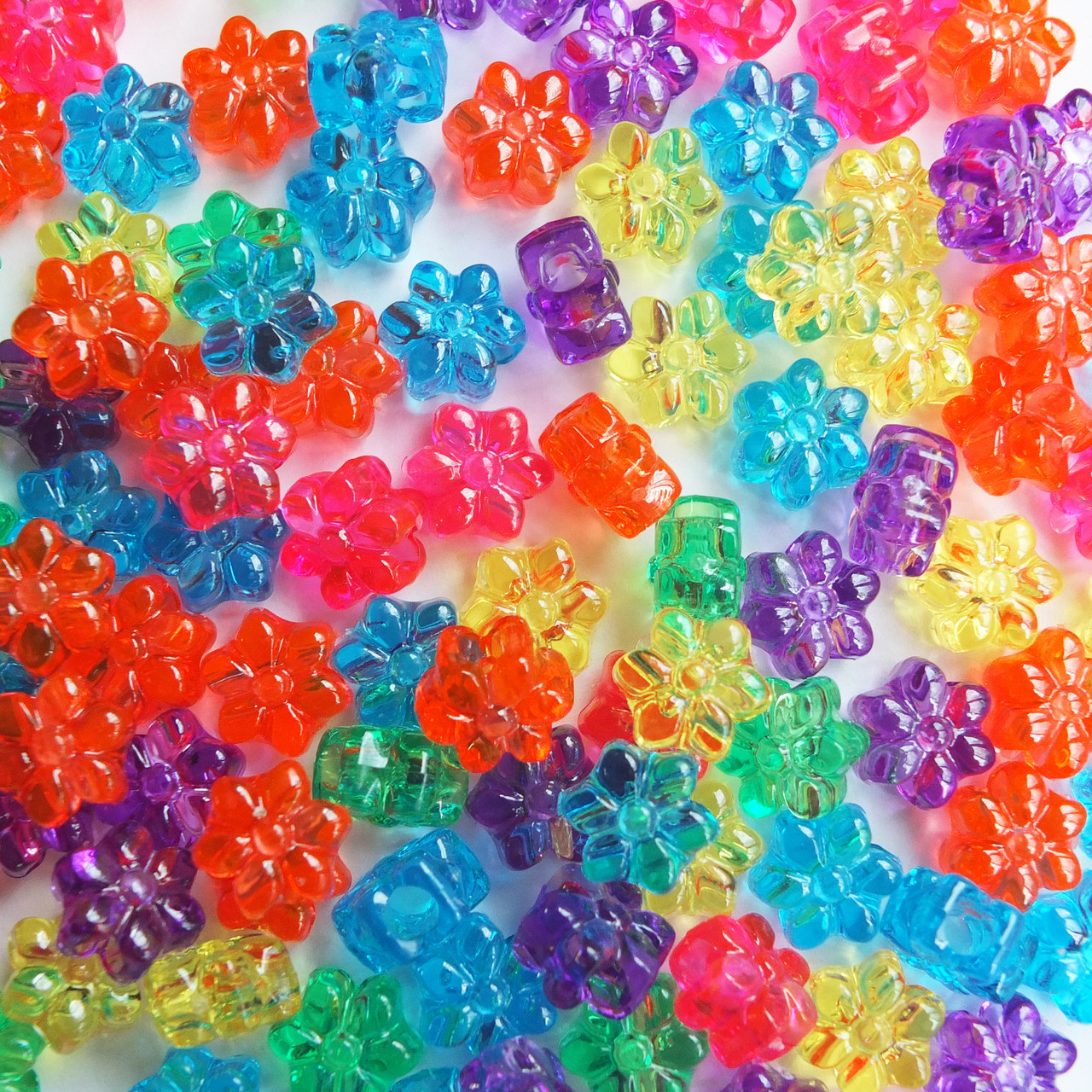 Flower Beads Jewel Mix Transparent 13mm Pack/50