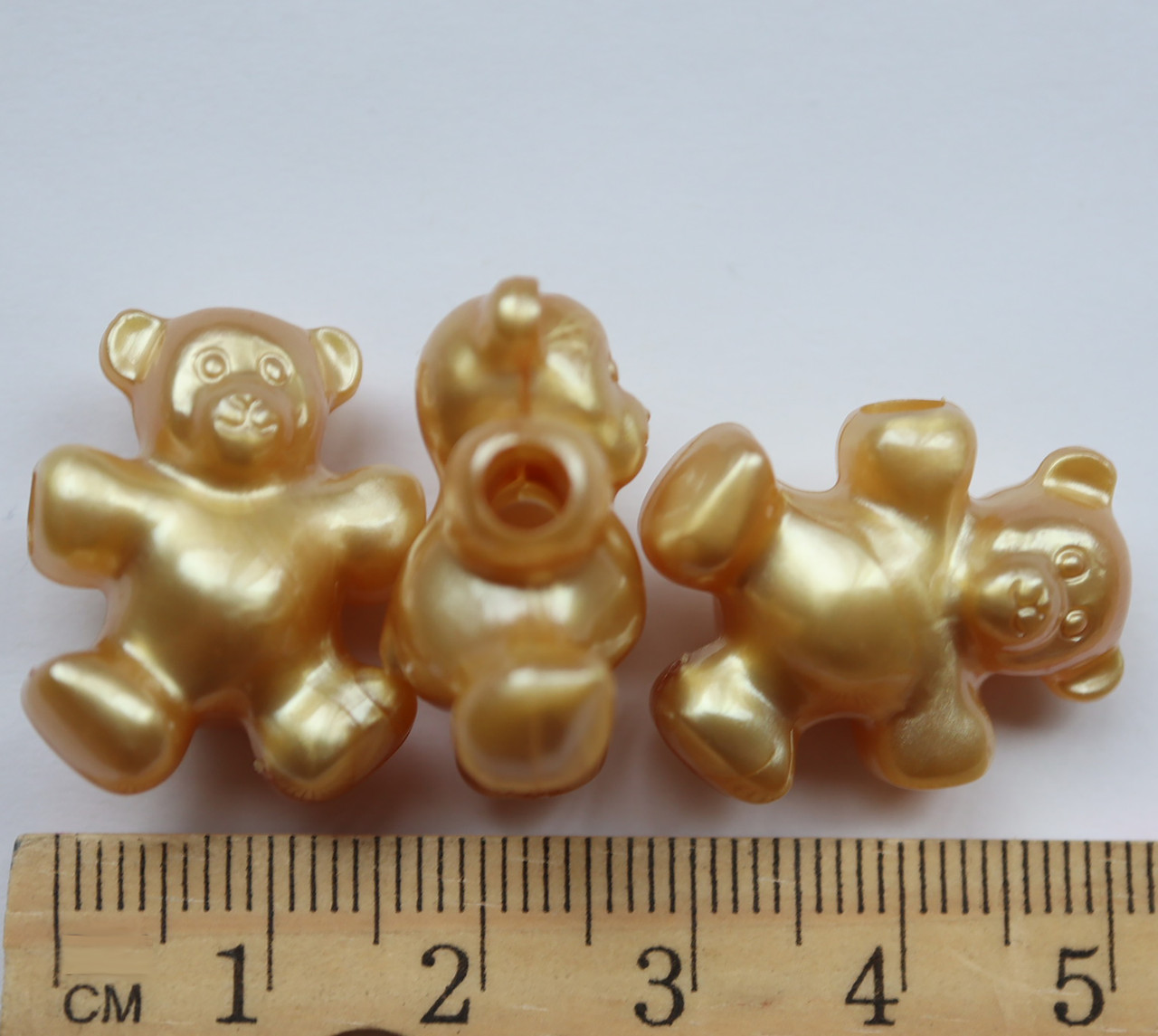 Teddy Bear Beads Gold Pearl 25mm Pack/15
