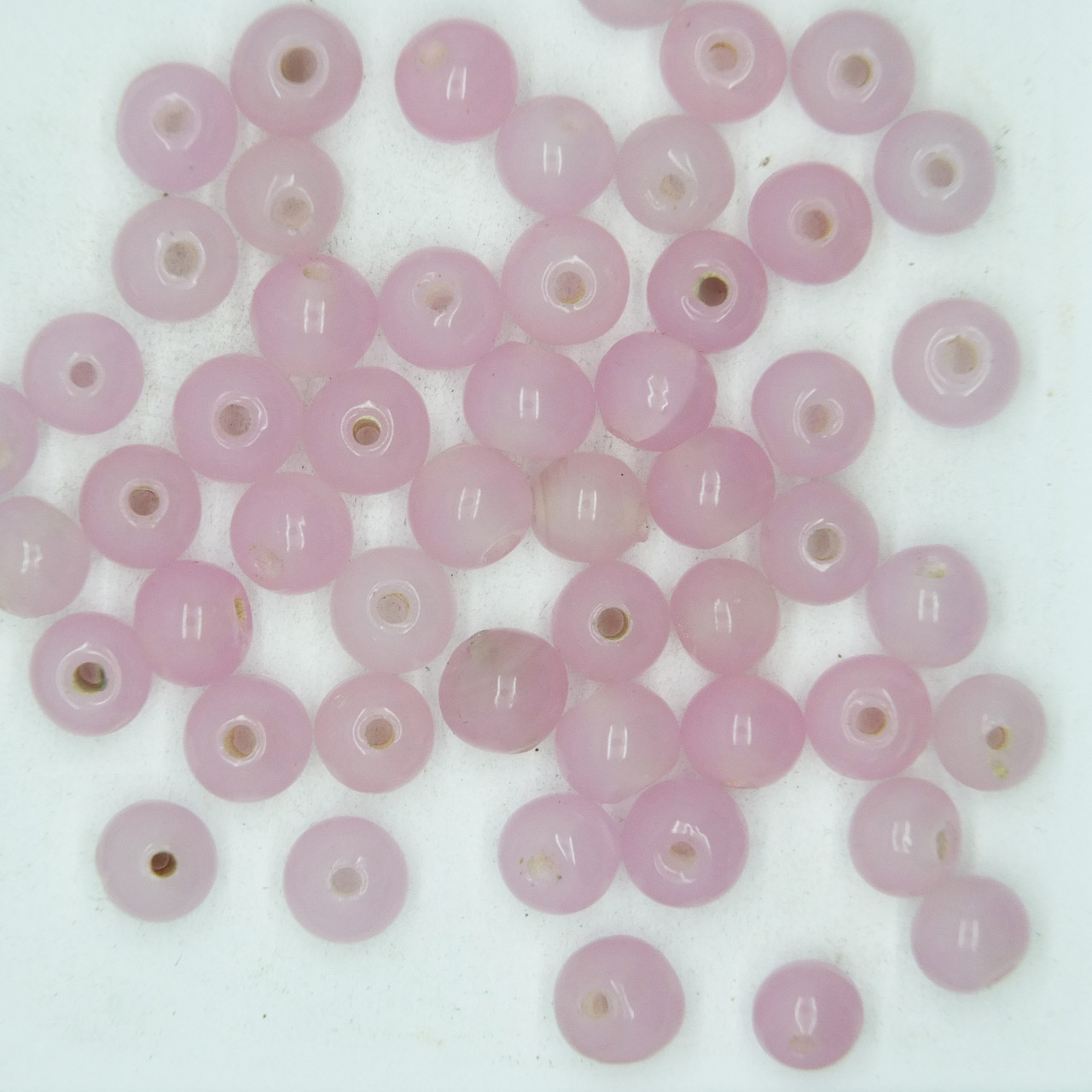 Glass Round Beads Pink Translucent 6mm pk/50