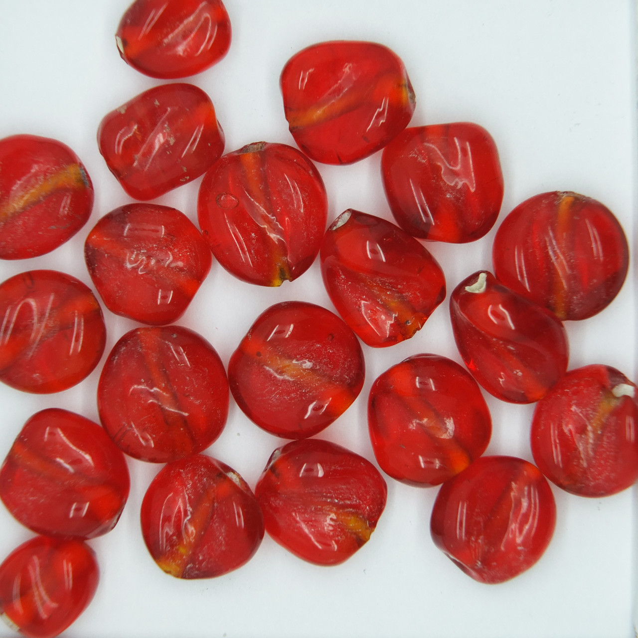 Glass Twist Beads Ruby Red Transparent 12mm pk/20