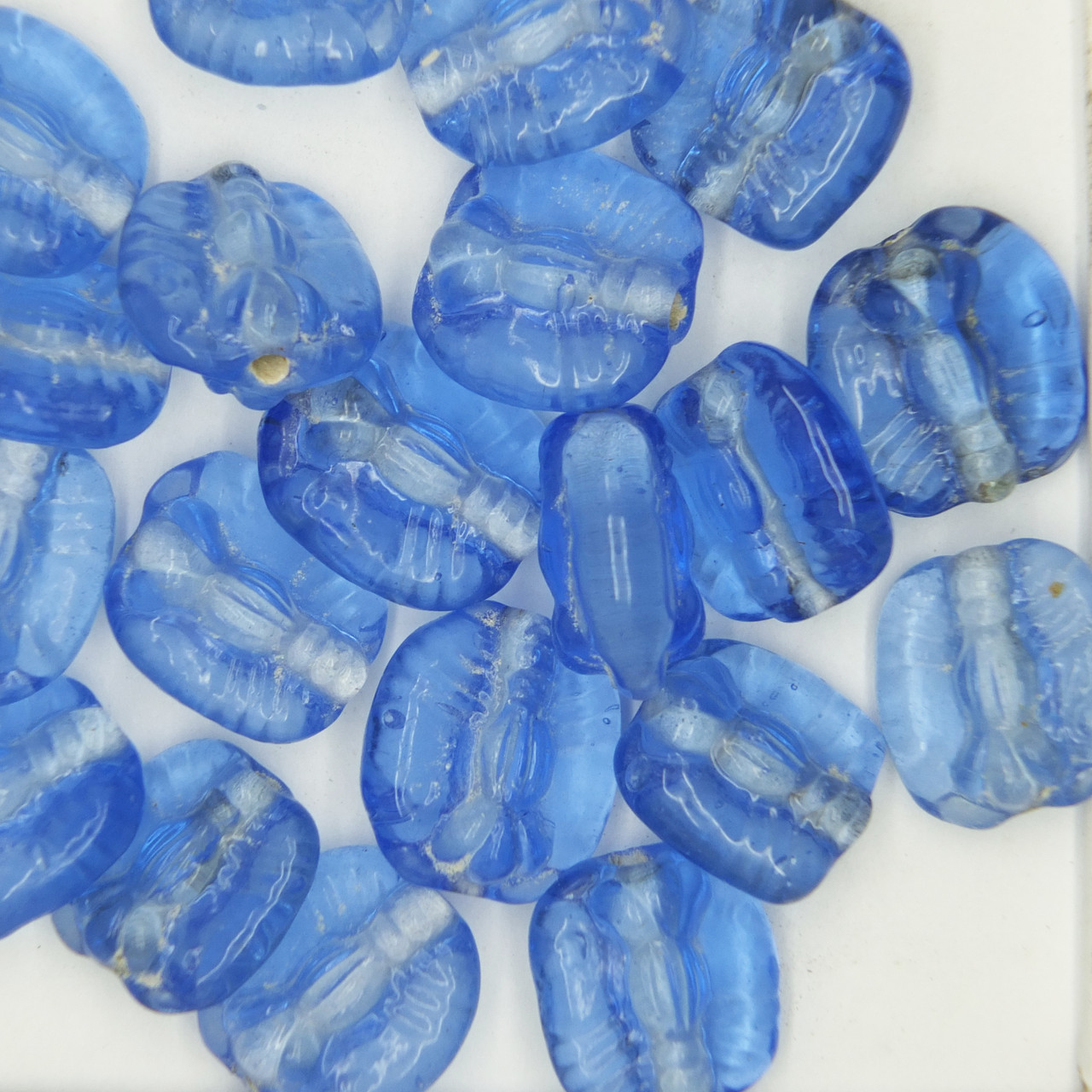 Glass Butterfly Beads Sapphire Blue Transparent 14mm pk/20